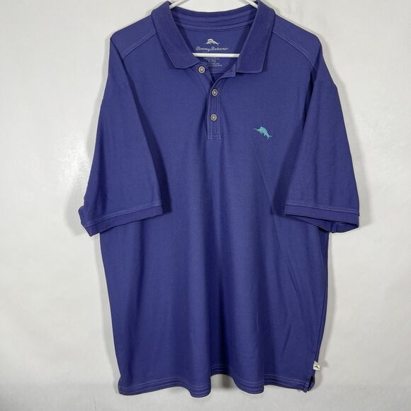 Tommy Bahama Supima Polo Shirt Mens Size XL Purple Teal Embroidered Logo SS - Picture 1 of 10